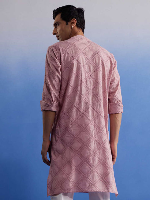 Men's Pink Hakooba Cotton Kurta