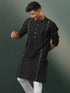 Men's Black Jacquard Cotton Kurta