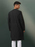 Men's Black Jacquard Cotton Kurta
