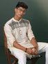 Men's Cream Jacquard Cotton Kurta Pyjama Set