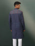 Men's Navy Blue Striped Cotton Kurta