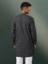 Men's Black Printed Cotton Kurta