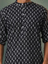 Men's Black Printed Cotton Kurta