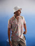 Men's Pink Base Multi-Color Floral Printed Half Shirt