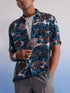 Men's Turquoise Printed Cotton Blend Shirt