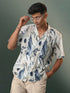 Men's Multi-Color Base Cream Marble Print Cotton Shirt