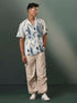 Men's Multi-Color Base Cream Marble Print Cotton Shirt