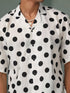 Men's White And Black Polka Dot Print Cotton Shirt