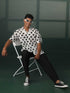 Men's White And Black Polka Dot Print Cotton Shirt