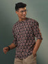 Men's Coffee Brown Ajrakh Print Short Kurta