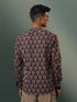 Men's Coffee Brown Ajrakh Print Short Kurta