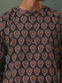 Men's Coffee Brown Ajrakh Print Short Kurta