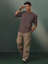 Men's Coffee Brown Ajrakh Print Short Kurta