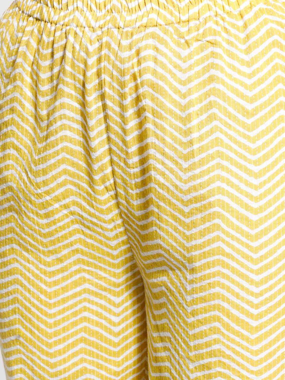 Women's Yellow Printed Cotton Kurta Pant Set