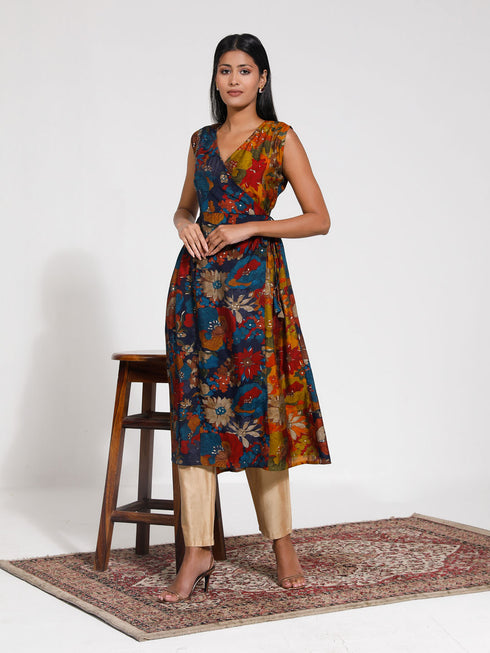 Women's Angrakha Style Flare Kurta Set