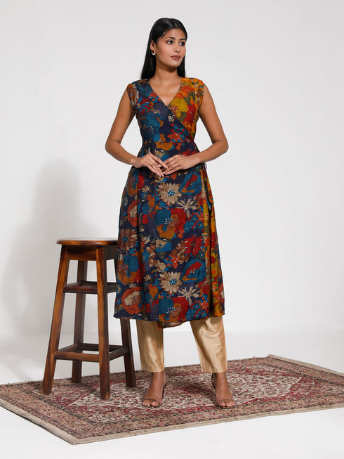 Women's Angrakha Style Flare Kurta Set