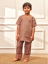 Boy's Rose Pink Solid Cotton Yoga Kurta Set With Trouser