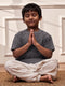Boy's Grey Cotton Yoga Kurta Set With Harem Pants - Kids Sizes