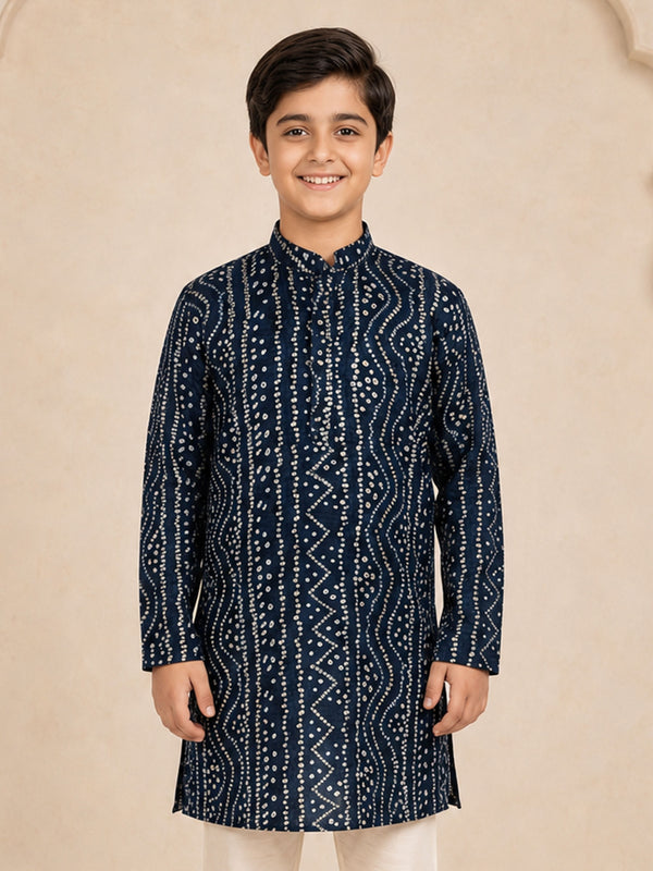 Boy Navy Blue Rayon Kurta Festive, Festive Glitz, Indated Traditions, Summer / Casual, All regions Ethnic Wear
