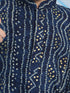 Boy's Navy Blue Rayon Digital Print Knee Length Kurta