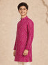 Boy's Fuchsia Rayon Digital Print Knee Length Kurta