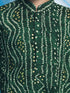 Boy's Green Rayon Digital Print Knee Length Kurta