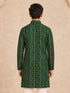 Boy's Green Rayon Digital Print Knee Length Kurta