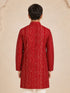 Boy's Red Rayon Digital Print Knee Length Kurta