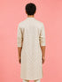 Boy's Off-White Rayon Embroidered Knee Length Kurta