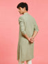 Boy's Light Green Rayon Embroidered Knee Length Kurta