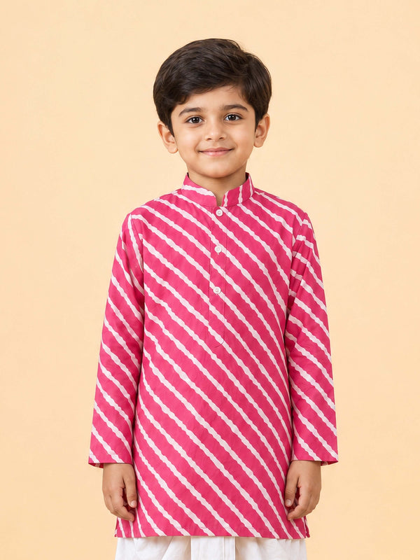 Boy Pink Cotton Kurta Festive, Festive Glitz, Indated Traditions, Summer / Casual, All regions Ethnic Wear
