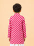 Boy's Pink Cotton Striped Knee Length Kurta