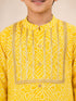 Boy's Yellow Cotton Digital Print Knee Length Kurta