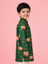 Boy's Green Rayon Digital Print Knee Length Kurta