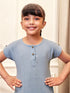 Girl's Aqua Cotton Yoga Kurta Set