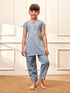Girl's Aqua Cotton Yoga Kurta Set