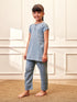 Girl's Aqua Cotton Yoga Kurta Set