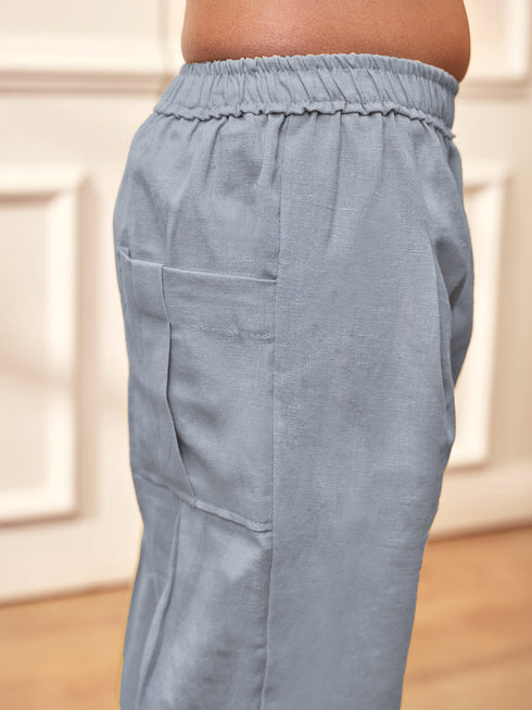 Girl's Aqua Cotton Yoga Kurta Set