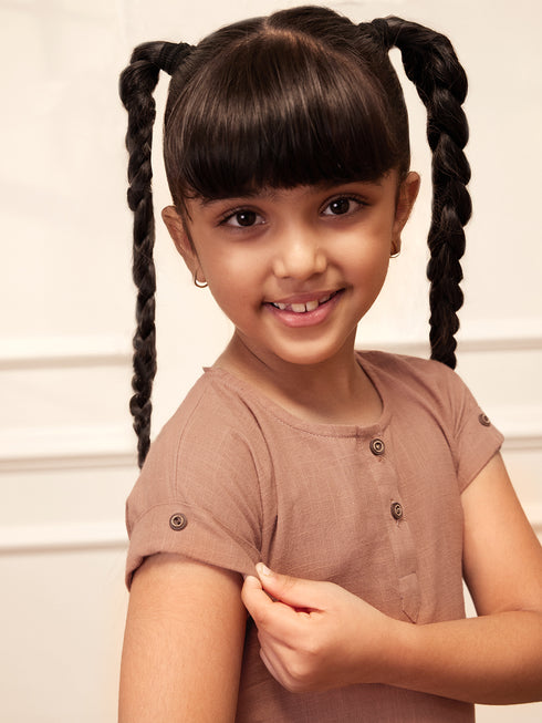 Girl's Rose Pink Cotton Yoga Kurta Set