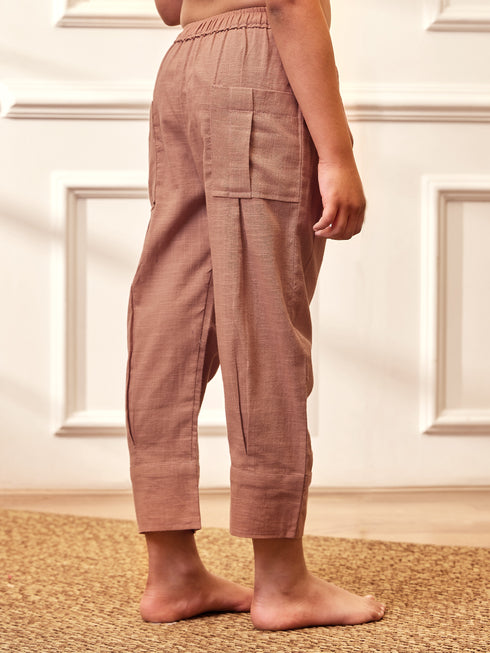 Girl's Rose Pink Cotton Yoga Kurta Set