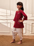 Girl's Maroon Embroidered Cotton Yoga Kurta With White Harem Pants