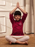 Girl's Maroon Embroidered Cotton Yoga Kurta With White Harem Pants