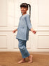 Girl's Aqua Cotton Kurta Pyjama Set