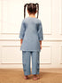 Girl's Aqua Cotton Kurta Pyjama Set