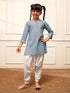 Girl's Aqua Cotton Kurta Harem Pant Set