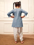 Girl's Aqua Cotton Kurta Harem Pant Set