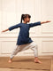 Girl's Navy Blue Cotton Kurta Harem Pant Set