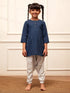 Girl's Navy Blue Cotton Kurta Harem Pant Set