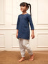 Girl's Navy Blue Cotton Kurta Harem Pant Set