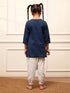 Girl's Navy Blue Cotton Kurta Harem Pant Set
